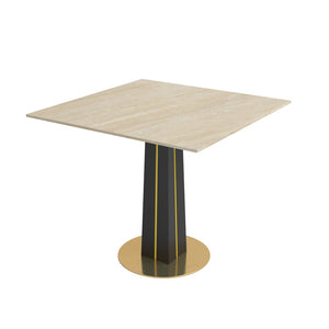 English Elm Modern Sintered Stone Square Dining Table with Gold Base for Compact Nooks W1535S00671