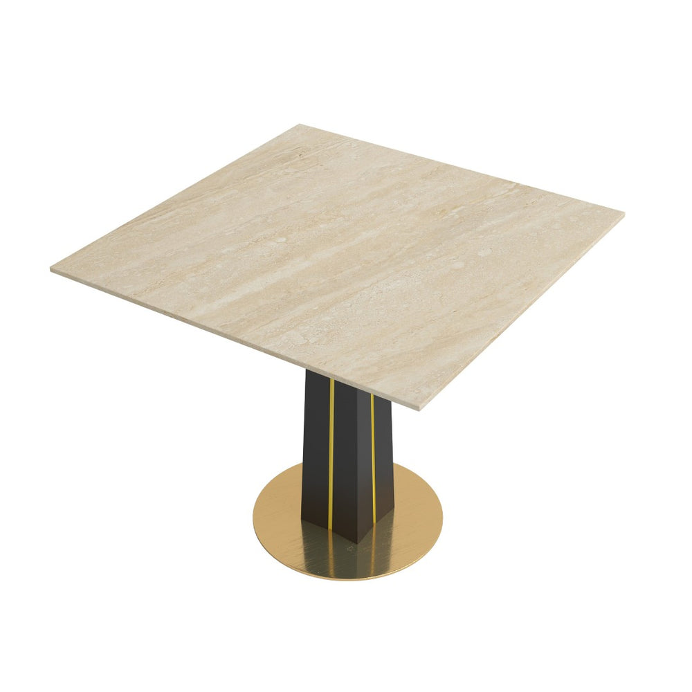 English Elm Modern Sintered Stone Square Dining Table with Gold Base for Compact Nooks W1535S00671