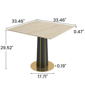 English Elm Modern Sintered Stone Square Dining Table with Gold Base for Compact Nooks W1535S00671