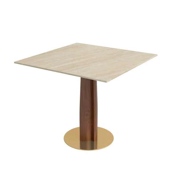 English Elm Modern Sintered Stone Square Dining Table Gold Base Wooden Legs Compact Nook Seating W1535S00673