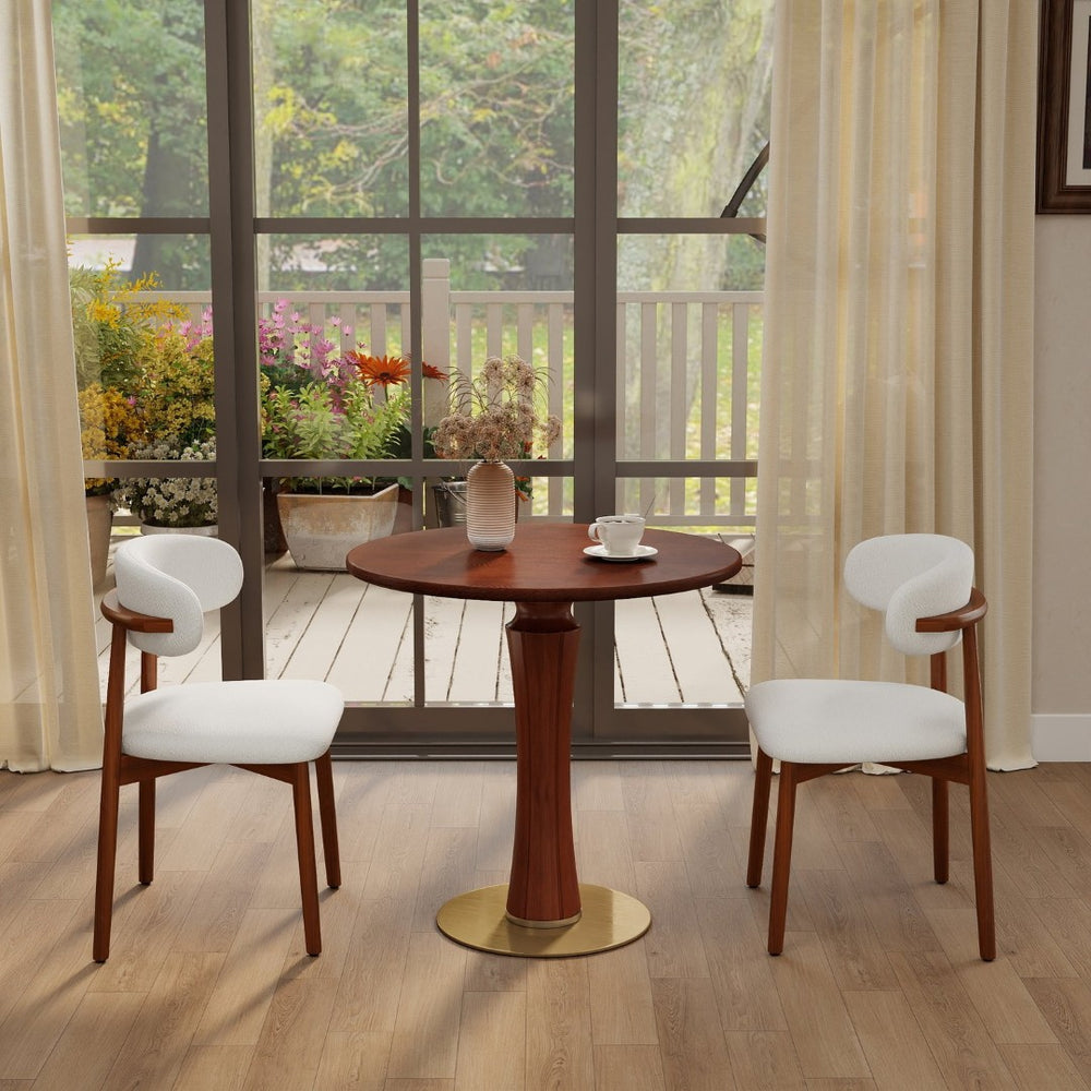 English Elm 80cm Solid Walnut Round Dining Table Brass Base Mid-century Style for Two Seats W1535S00676