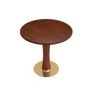 English Elm 80cm Solid Walnut Round Dining Table Brass Base Mid-century Style for Two Seats W1535S00676
