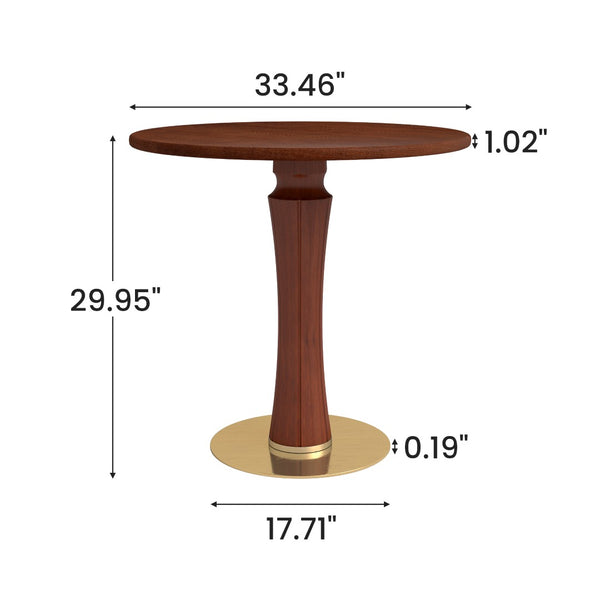 English Elm 80cm Solid Walnut Round Dining Table Brass Base Mid-century Style for Two Seats W1535S00676