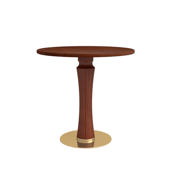 English Elm 80cm Solid Walnut Round Dining Table Brass Base Mid-century Style for Two Seats W1535S00676