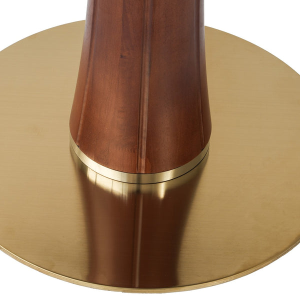 English Elm 80cm Solid Walnut Round Dining Table Brass Base Mid-century Style for Two Seats W1535S00676