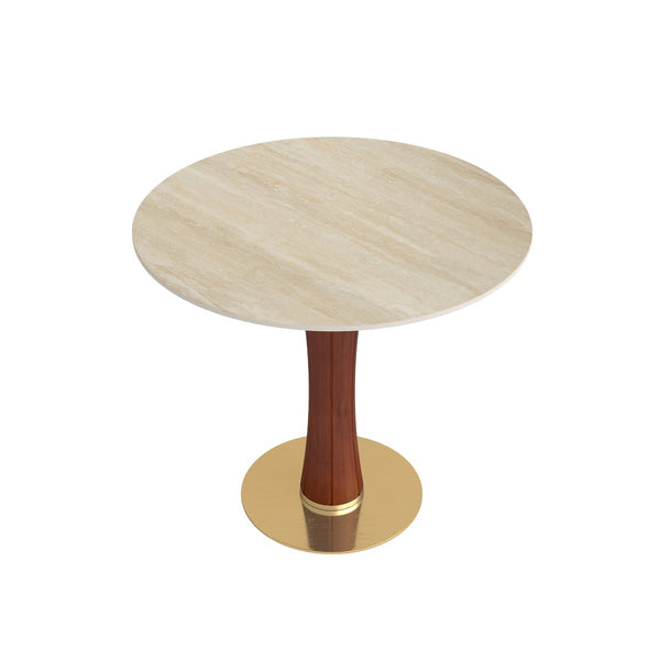 English Elm Modern Sintered Stone Round Dining Table Slate Matte Top Gold Accent Wood Leg W1535S00677