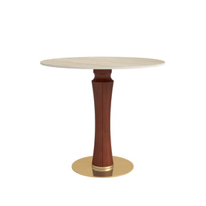 English Elm Modern Sintered Stone Round Dining Table Slate Matte Top Gold Accent Wood Leg W1535S00677