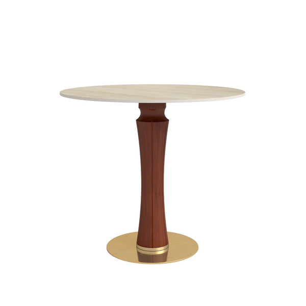 English Elm Modern Sintered Stone Round Dining Table Slate Matte Top Gold Accent Wood Leg W1535S00677