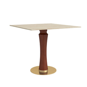 English Elm Modern Sintered Stone Square Dining Table Gold Base Wooden Legs Compact Bistro W1535S00678