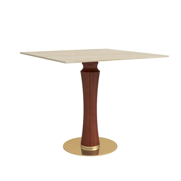 English Elm Modern Sintered Stone Square Dining Table Gold Base Wooden Legs Compact Bistro W1535S00678