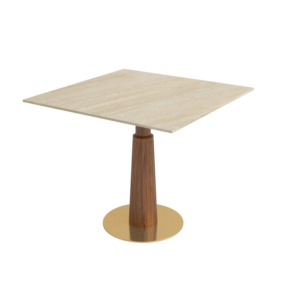 English Elm Modern Sintered Stone Square Dining Table Gold Base Wooden Legs Compact Seating W1535S00680