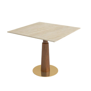 English Elm Modern Sintered Stone Square Dining Table Gold Base Wooden Legs Compact Seating W1535S00680
