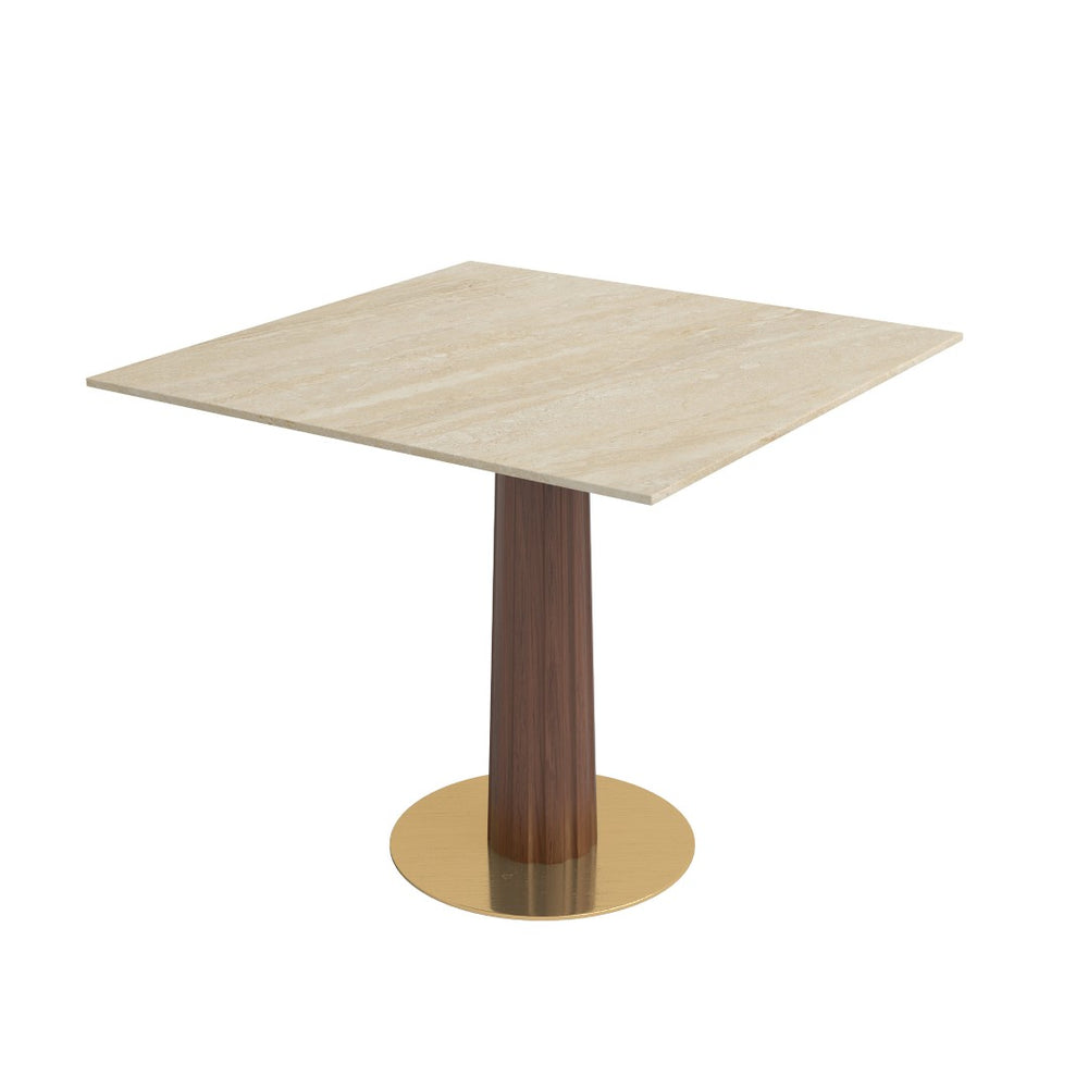 English Elm Modern Matte Slate Sintered Stone Square Table with Gold Accented Legs for Two W1535S00681