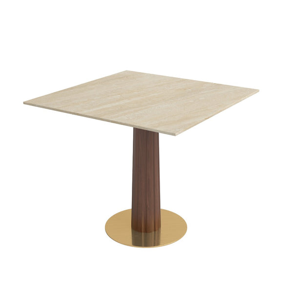 English Elm Modern Matte Slate Sintered Stone Square Table with Gold Accented Legs for Two W1535S00681