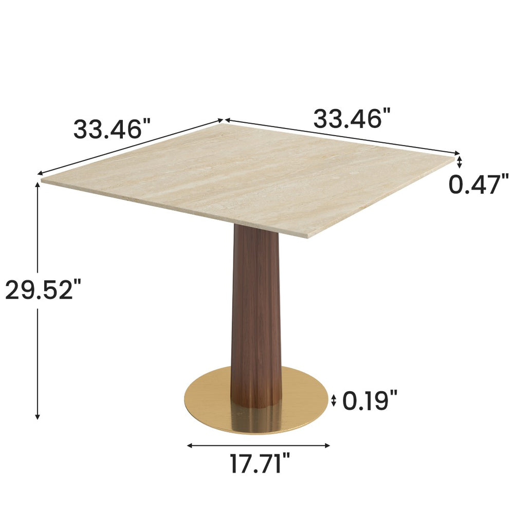 English Elm Modern Matte Slate Sintered Stone Square Table with Gold Accented Legs for Two W1535S00681