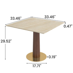 English Elm Modern Matte Slate Sintered Stone Square Table with Gold Accented Legs for Two W1535S00681