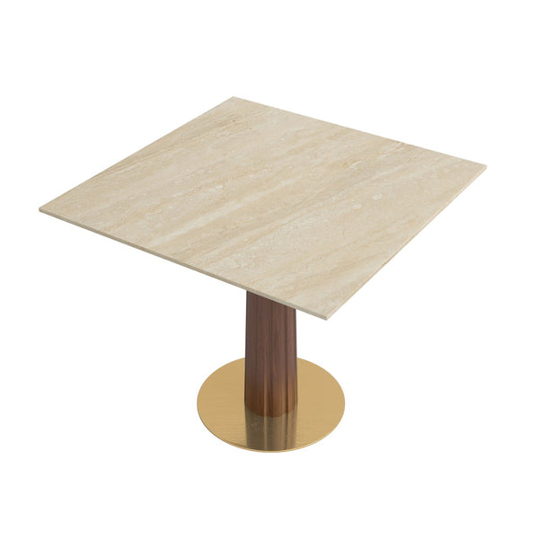 English Elm Modern Matte Slate Sintered Stone Square Table with Gold Accented Legs for Two W1535S00681