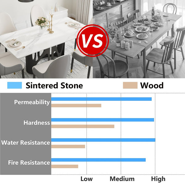 English Elm 70.86 Sintered Stone Rectangular Dining Table Seats 8 with Matte Black Iron Base W1535S00685