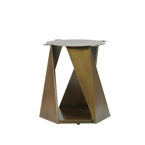 English Elm 53" Round Sintered Stone Dining Table Brass Base Lazy Susan Seats Six Modern W1535S00709