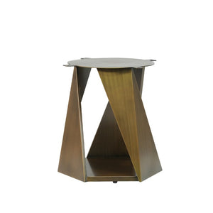 English Elm 53 Inch Round Sintered Stone Dining Table with Bronze Pedestal Base and Lazy Susan W1535S00709