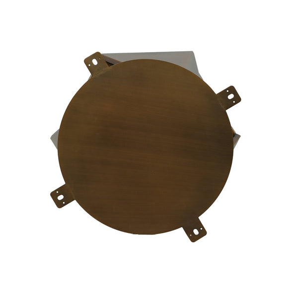 English Elm 53" Round Sintered Stone Dining Table Brass Base Lazy Susan Seats Six Modern W1535S00709