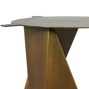 English Elm 53" Round Sintered Stone Dining Table Brass Base Lazy Susan Seats Six Modern W1535S00709