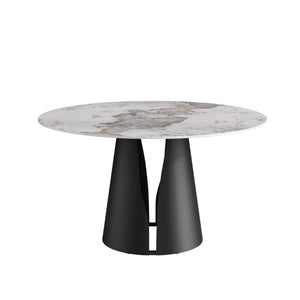 English Elm 53.15Modern Sintered Stone Round Dining Table with Lazy Susan Seats Six People W1535S00723