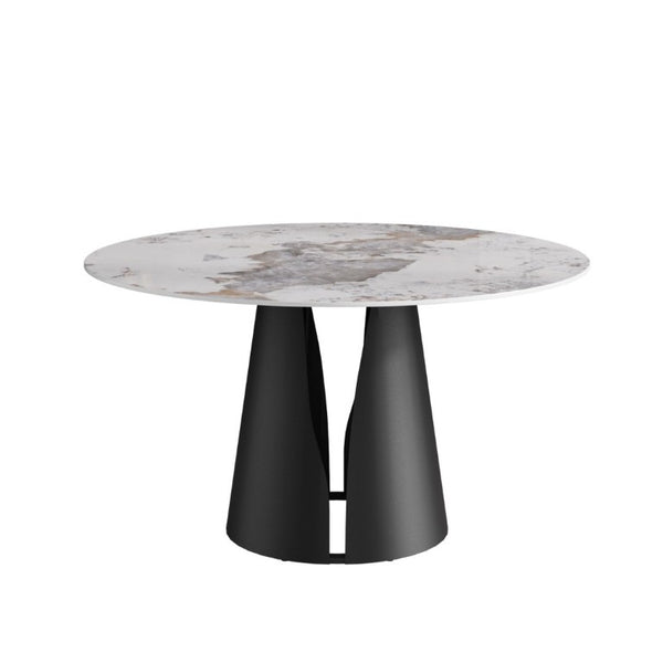 English Elm 53.15Modern Sintered Stone Round Dining Table with Lazy Susan Seats Six People W1535S00723
