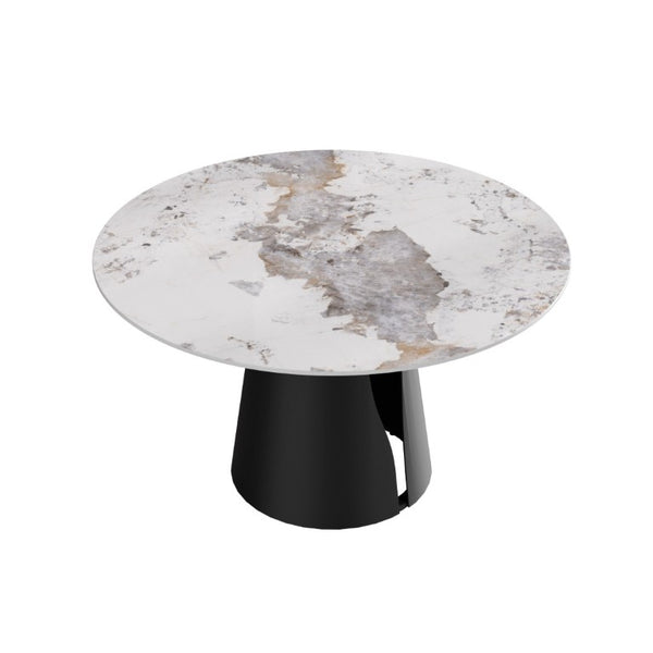 English Elm 53.15Modern Sintered Stone Round Dining Table with Lazy Susan Seats Six People W1535S00723