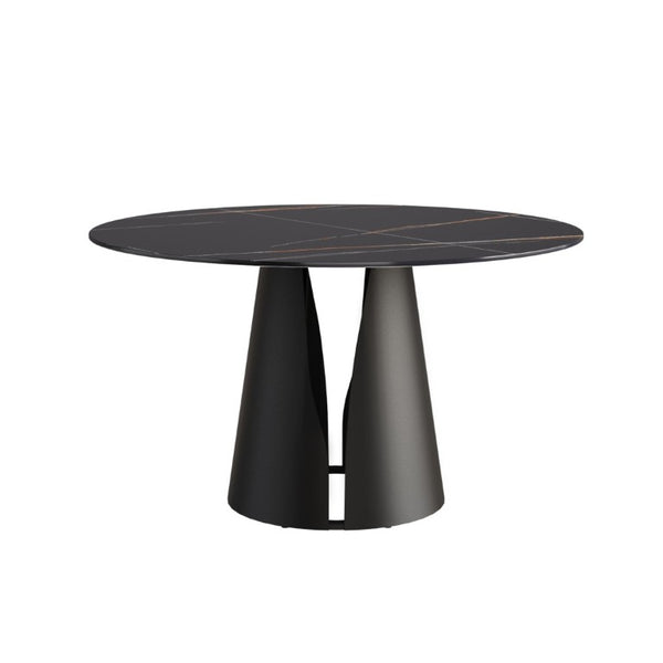 English Elm 53.15Modern Sintered Stone Round Dining Table Seats Six with Steel Pedestal Base W1535S00762