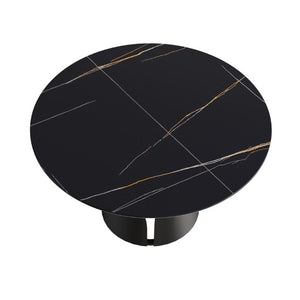 English Elm 53.15Modern Sintered Stone Round Dining Table Seats Six with Steel Pedestal Base W1535S00762