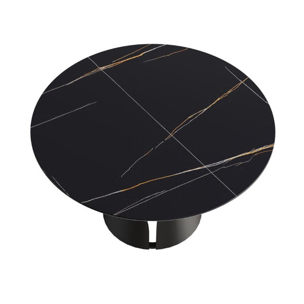 English Elm 53.15Modern Sintered Stone Round Dining Table Seats Six with Steel Pedestal Base W1535S00762