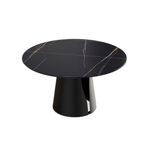 English Elm 53.15Modern Sintered Stone Round Dining Table Seats Six with Steel Pedestal Base W1535S00762