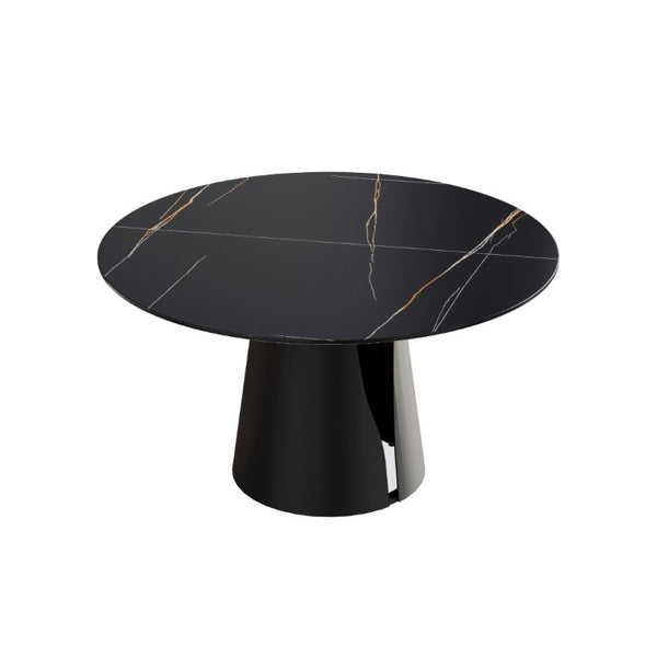 English Elm 53.15Modern Sintered Stone Round Dining Table Seats Six with Steel Pedestal Base W1535S00762