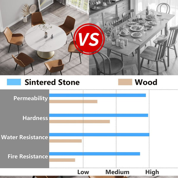English Elm 53.15Modern Sintered Stone Round Dining Table Seats Six with Sculptural Steel Pedestal W1535S00771