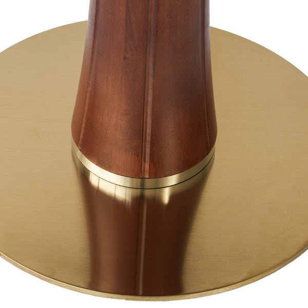 English Elm Modern Sintered Stone Round Dining Table Gold Base Wood Leg Compact Bistro W1535S00778