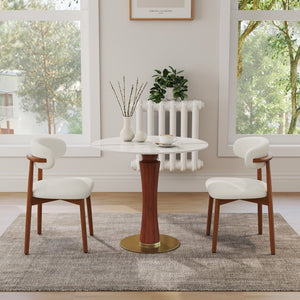 English Elm Modern Round Sintered Stone Dining Table Gold Base Wooden Leg Compact Two Seat W1535S00782