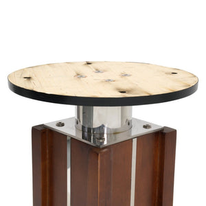 English Elm 85Cm Round Sintered Stone Dining Table Walnut Column Gold Base Seats Two W1535S00784