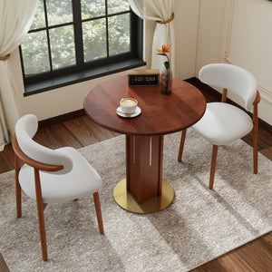 English Elm 85Cm Sintered Stone Square Dining Table Gold Veined Top Walnut Base for Small Spaces Solid Wood Walnut Column W1535S00790
