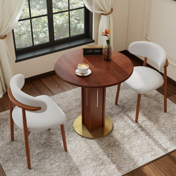 English Elm 85Cm Sintered Stone Square Dining Table Gold Veined Top Walnut Base for Small Spaces Solid Wood Walnut Column W1535S00790