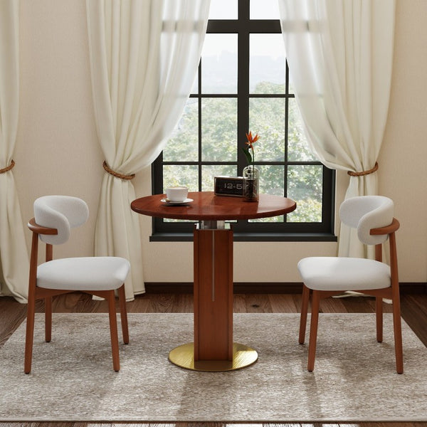 English Elm 85Cm Sintered Stone Square Dining Table Gold Veined Top Walnut Base for Small Spaces Solid Wood Walnut Column W1535S00790