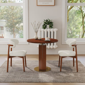 English Elm 85Cm Sintered Stone Square Dining Table Gold Veined Top Walnut Base for Small Spaces Solid Wood Walnut Column W1535S00790