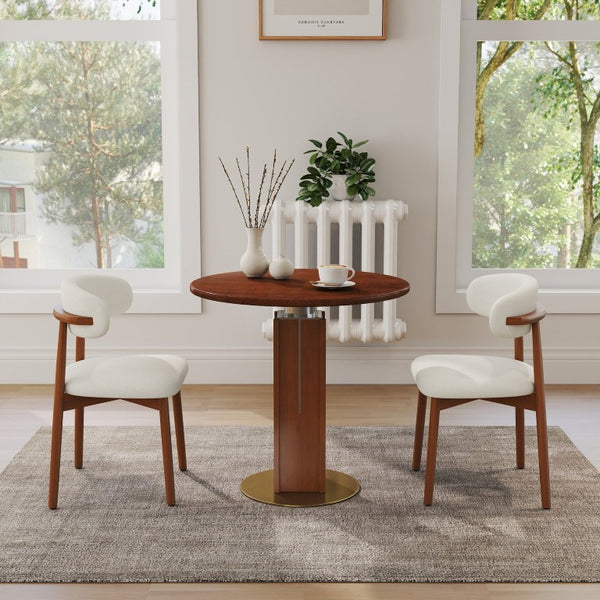 English Elm 85Cm Sintered Stone Square Dining Table Gold Veined Top Walnut Base for Small Spaces Solid Wood Walnut Column W1535S00790