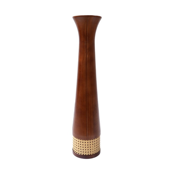 English Elm 850Mm Stone Slab Bistro Table with Rattan Walnut Column and Gold Base for Two W1535S00796