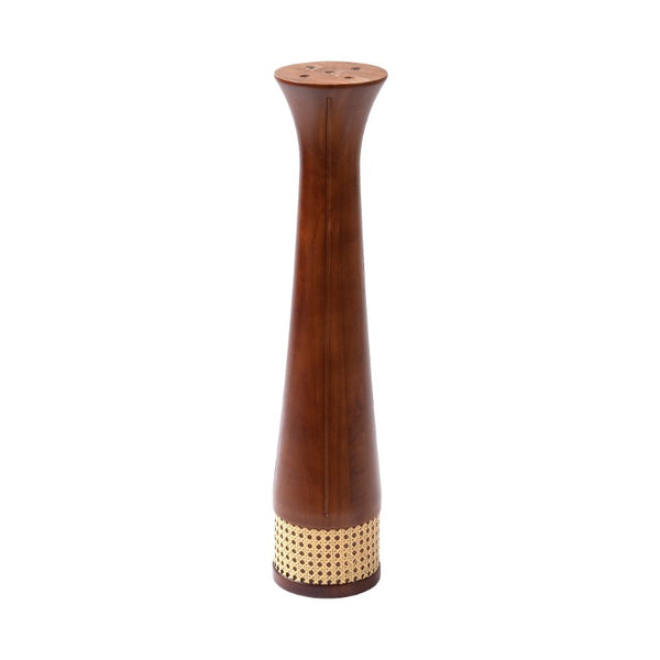 English Elm 850Mm Stone Slab Bistro Table with Rattan Walnut Column and Gold Base for Two W1535S00796