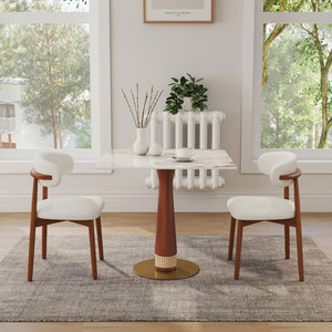 English Elm 85Cm Sintered Stone Square Dining Table Gold Veined Top Walnut Base for Small Spaces Pandora Rattan Column W1535S00798