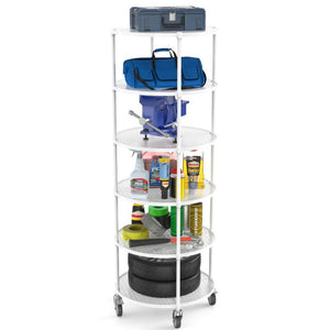 English Elm 30In-Yxj-W-Lkj Round Steel Wire Shelving Unit with Casters for Retail or Entryway W1550P162698