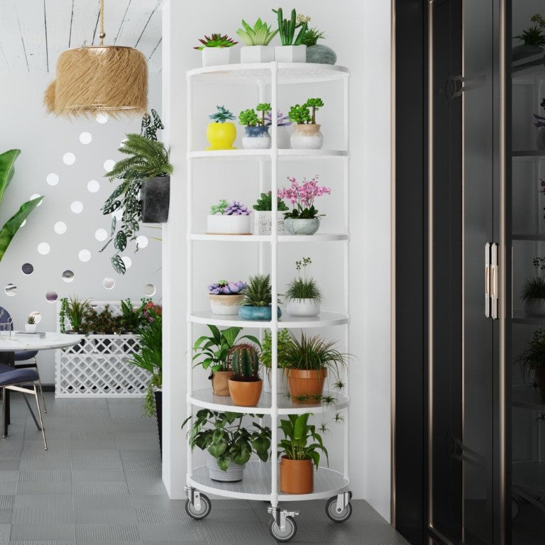 English Elm 30In-Yxj-W-Lkj Round Steel Wire Shelving Unit with Casters for Retail or Entryway W1550P162698