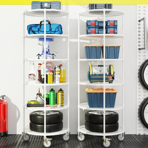 English Elm 30In-Yxj-W-Lkj Round Steel Wire Shelving Unit with Casters for Retail or Entryway W1550P162698