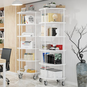 English Elm 30In-Yxj-W-Lkj Round Steel Wire Shelving Unit with Casters for Retail or Entryway W1550P162698